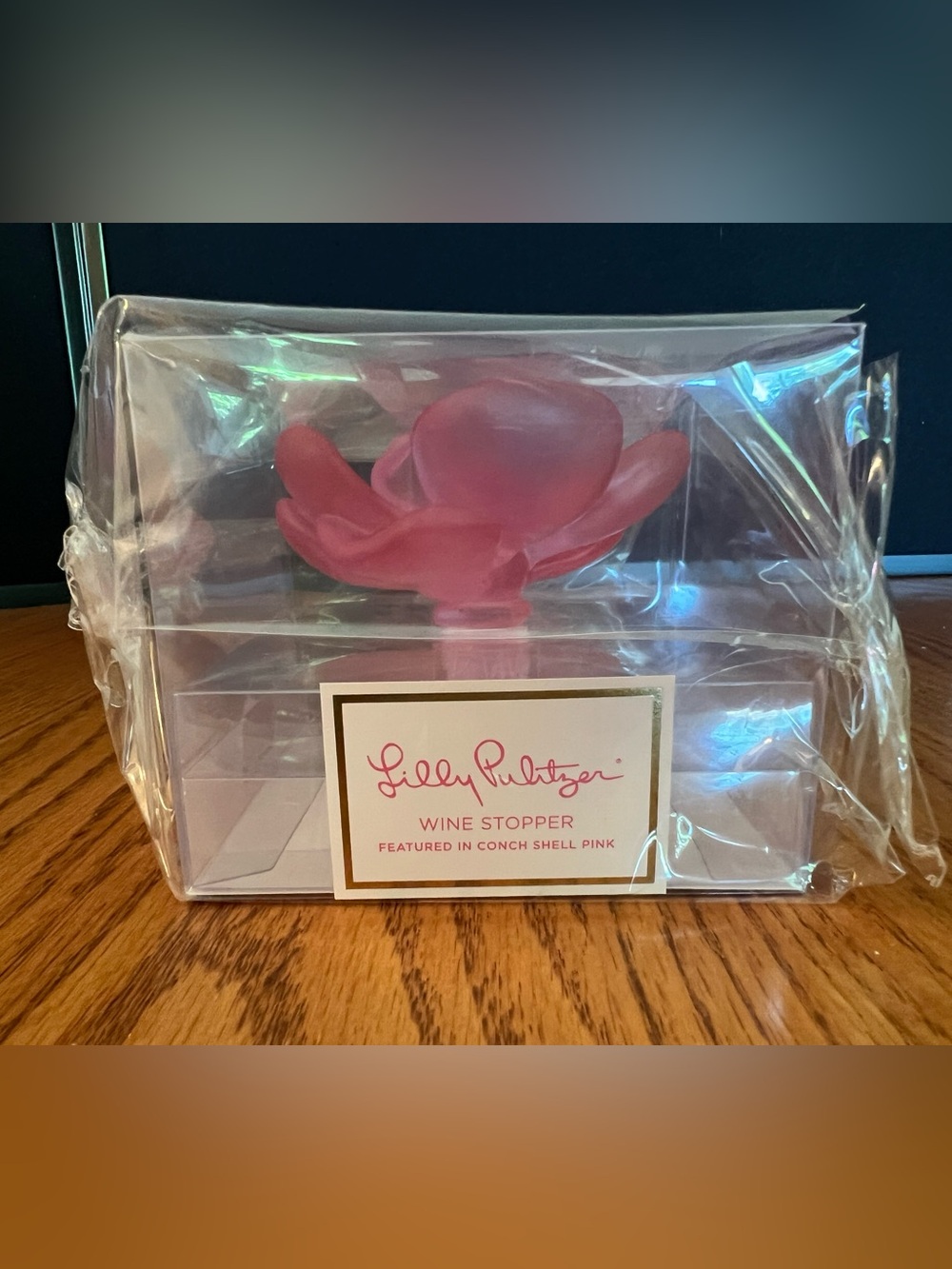 Lilly Pulitzer Wine Stopper Featured in Conch Shell Pink